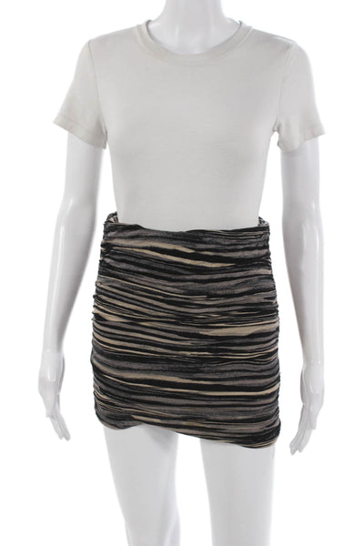 Free People Womens Bandage Mini Skirt Beige Striped Nylon Petite Size S
