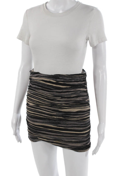 Free People Womens Bandage Mini Skirt Beige Striped Nylon Petite Size S