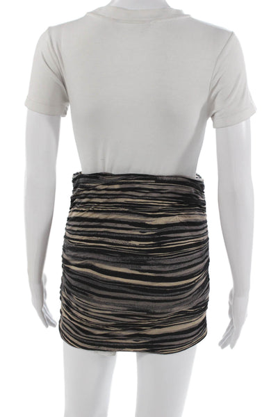 Free People Womens Bandage Mini Skirt Beige Striped Nylon Petite Size S