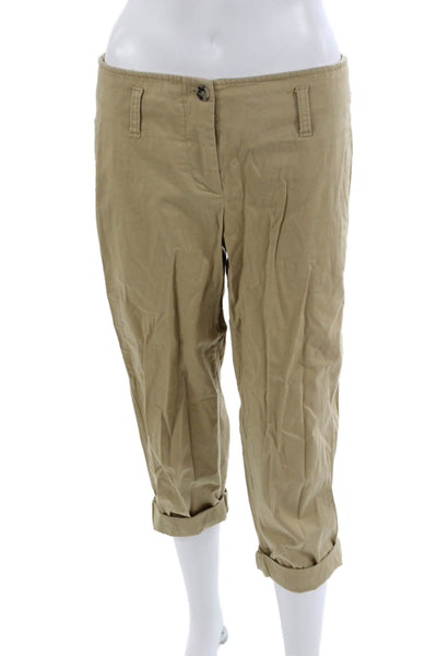 Theory Women Cropped Khakis Beige Cotton Spandex Size 6
