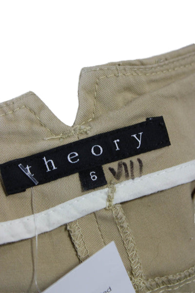 Theory Women Cropped Khakis Beige Cotton Spandex Size 6