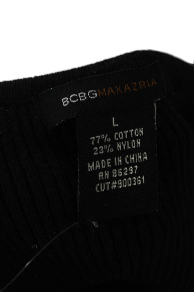 BCBGMAXAZRIA Womens Tunic Button Up Sweater 3/4 Sleeve Black Size L