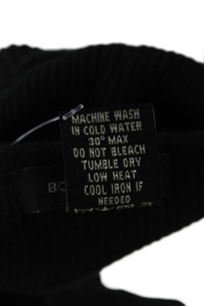 BCBGMAXAZRIA Womens Tunic Button Up Sweater 3/4 Sleeve Black Size L