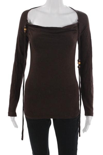 Ella Moss Womens Boho Brown Drawstring Sweater Long Sleeve Size S