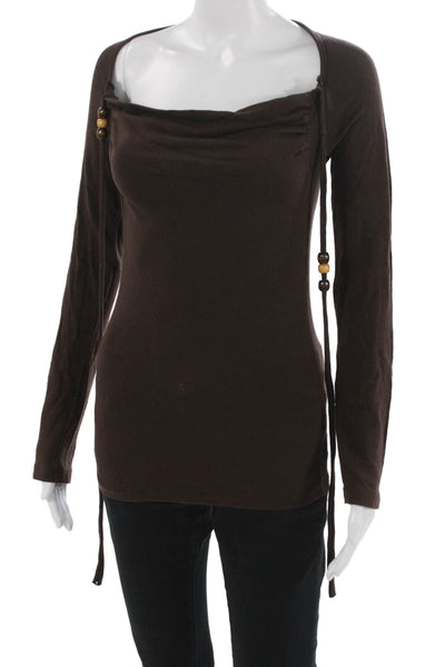 Ella Moss Womens Boho Brown Drawstring Sweater Long Sleeve Size S
