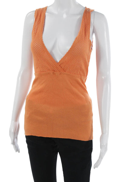 Moth Anthropologie Women Camisole Orange V-Neck 100% Cotton Sleeveless Size M