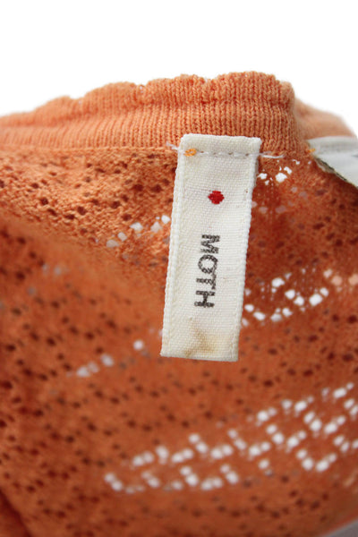 Moth Anthropologie Women Camisole Orange V-Neck 100% Cotton Sleeveless Size M