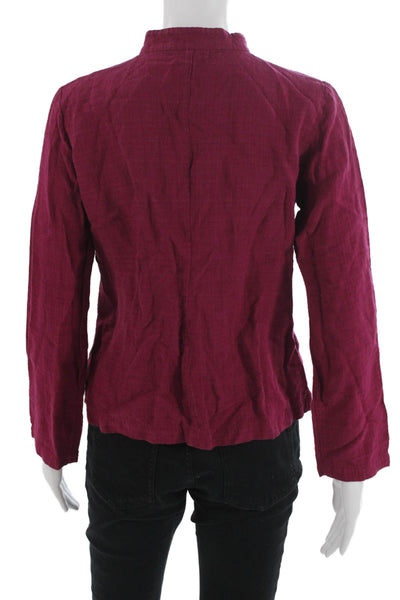 Eileen Fisher Womens Red Mock Neck Button-Up Top Long Sleeve Size PP