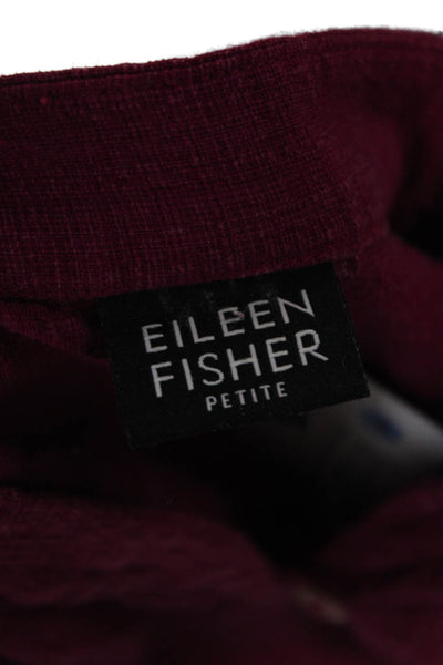 Eileen Fisher Womens Red Mock Neck Button-Up Top Long Sleeve Size PP