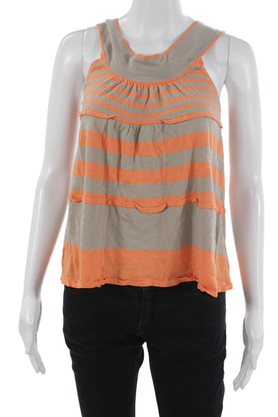 Free People Women Striped Sleeveless Tank Gray Boho Cotton Modal Size S