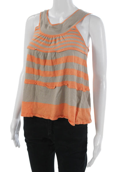 Free People Women Striped Sleeveless Tank Gray Boho Cotton Modal Size S