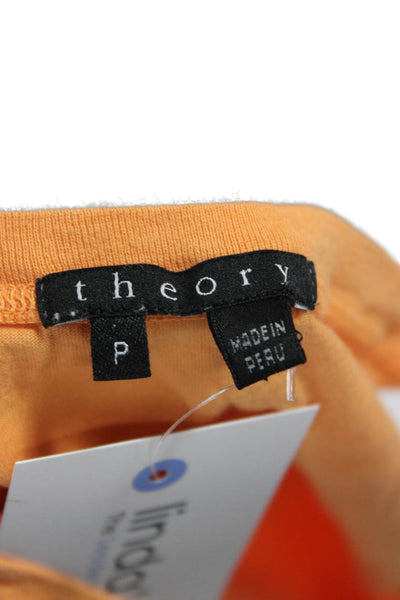 Theory Women Basic Cotton Tank Orange Round Neck Solid Sleeveless Size S Petite