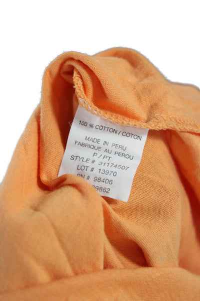 Theory Women Basic Cotton Tank Orange Round Neck Solid Sleeveless Size S Petite
