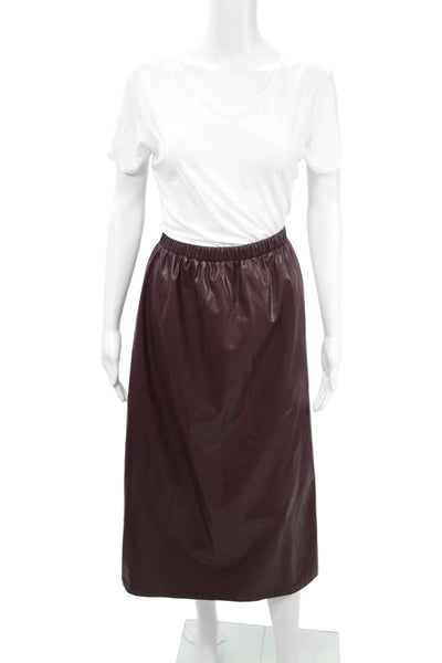 Misook Womens A-Line Skirt Brown Solid Polyester Knee Length Size S