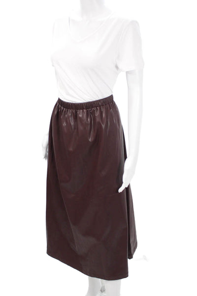 Misook Womens A-Line Skirt Brown Solid Polyester Knee Length Size S