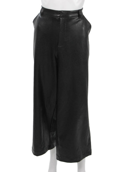 Splendid Women Black Cropped Pants Button Closure Polyurethane Size 14