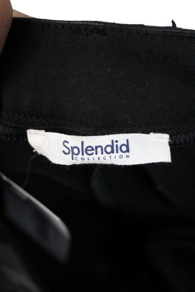 Splendid Women Black Cropped Pants Button Closure Polyurethane Size 14