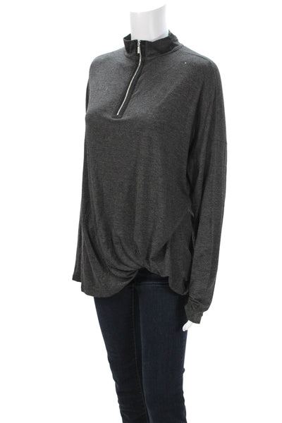 Lafayette 148 New York Womens Gray Cotton Mock Neck Tunic Size XL