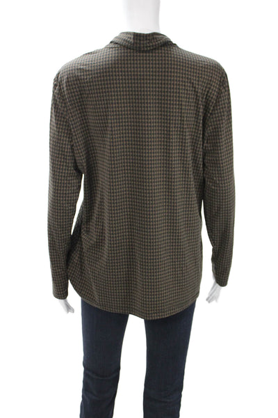 J. Mclaughlin Womens Brown Geometric Mock Neck Nylon Long Sleeve Top Size XL