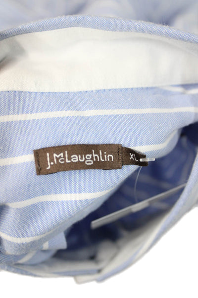 J. Mclaughlin Mens Button Front Long Sleeve Collared Striped Shirt Blue Size XL