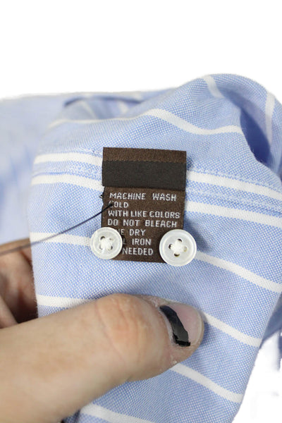 J. Mclaughlin Mens Button Front Long Sleeve Collared Striped Shirt Blue Size XL