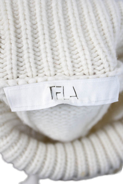 Tela Womens Beige Wool Blend Pullover Turtleneck Short Sleeve Designer Size M
