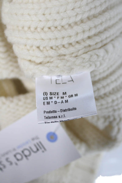 Tela Womens Beige Wool Blend Pullover Turtleneck Short Sleeve Designer Size M