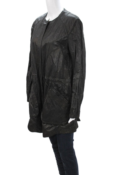 Peruvian Connection Womens Raincoat Windbreaker Black Poly Blend Zip Size S