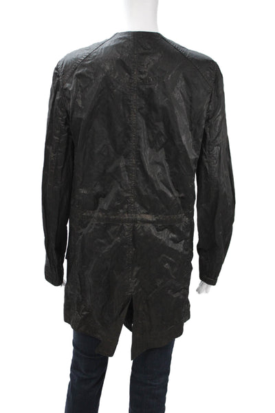 Peruvian Connection Womens Raincoat Windbreaker Black Poly Blend Zip Size S