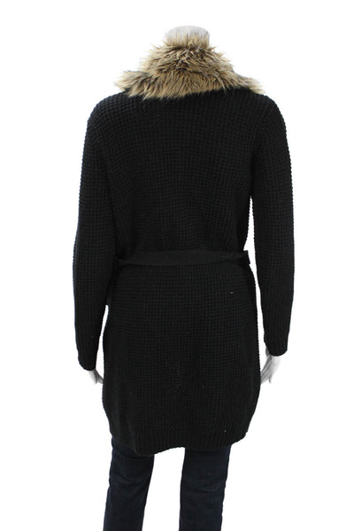 Lauren Jeans Company Women Cardigan Black Tie Long Sleeve Size M
