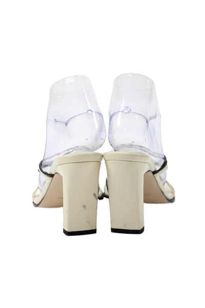 Wandler Womens Block Heel Strappy Slide Sandals White Black Leather Size 38