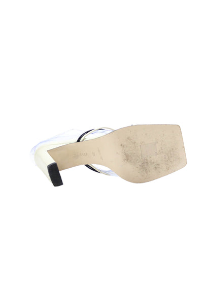Wandler Womens Block Heel Strappy Slide Sandals White Black Leather Size 38