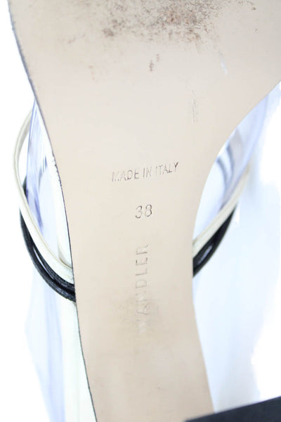Wandler Womens Block Heel Strappy Slide Sandals White Black Leather Size 38