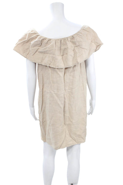 Glam Womens Shift Sundress Beige Cotton Blend Short Bohemian Size L