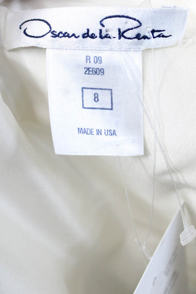 Oscar de la Renta Womens Fit & Flare Wool Dress Beige Square Neck Size 8
