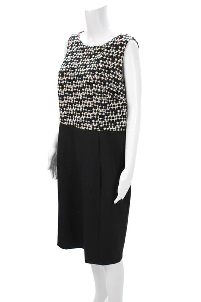 Akris Punto Women Black Shift Dress Round Neck Knee Length Size 12