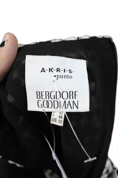 Akris Punto Women Black Shift Dress Round Neck Knee Length Size 12