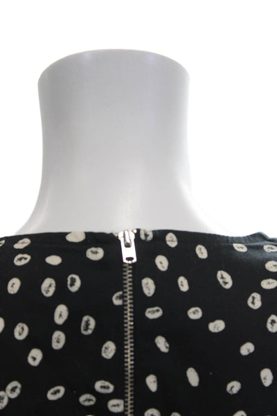 French Connection Women Bodycon Mini Polka Dot Black Dress Long Sleeve Size 4