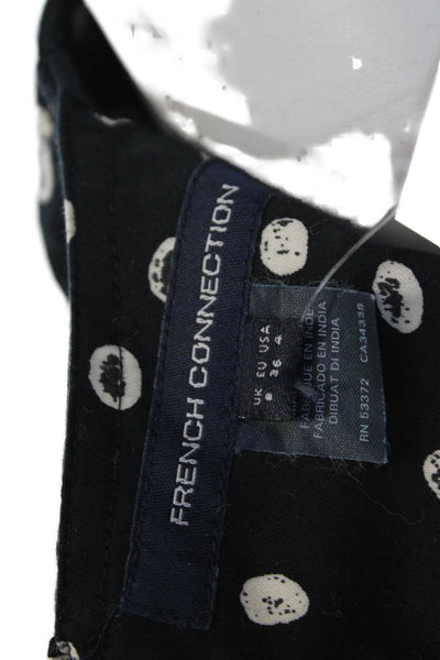 French Connection Women Bodycon Mini Polka Dot Black Dress Long Sleeve Size 4