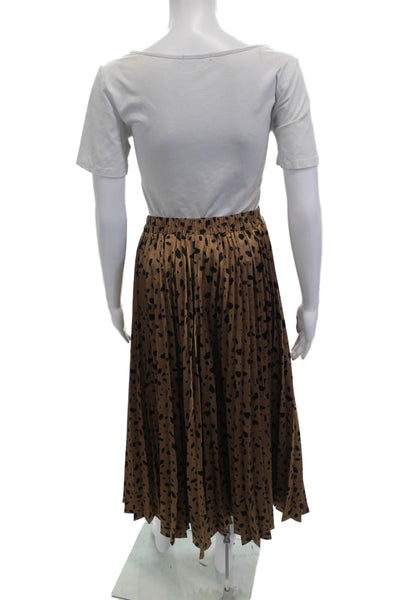 Moon River Womens Pleated Wrap Midi Animal Print Brown Skirt Polyester Size S