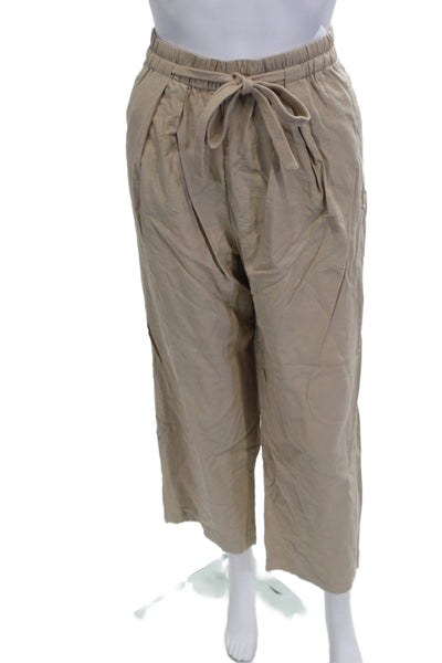 Vince Womens Cropped Paperbag Beige Viscose Blend Pants Size S
