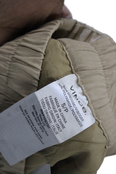 Vince Womens Cropped Paperbag Beige Viscose Blend Pants Size S