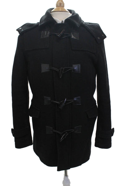 Zara Mens Overcoat Black Toggle Collared Long Sleeve Classic Fall Size S
