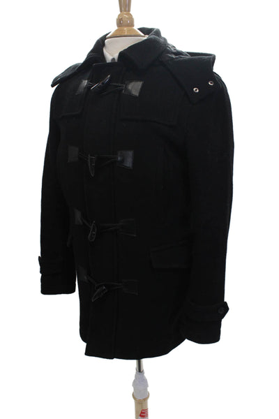 Zara Mens Overcoat Black Toggle Collared Long Sleeve Classic Fall Size S