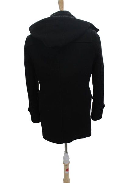 Zara Mens Overcoat Black Toggle Collared Long Sleeve Classic Fall Size S