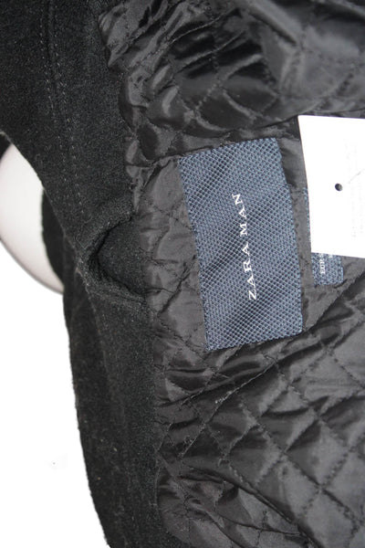 Zara Mens Overcoat Black Toggle Collared Long Sleeve Classic Fall Size S