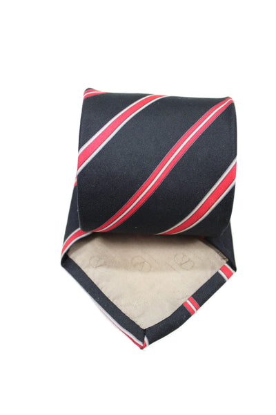 Valentino Cravatte Mens Striped Classic Neck Tie Black Size OS