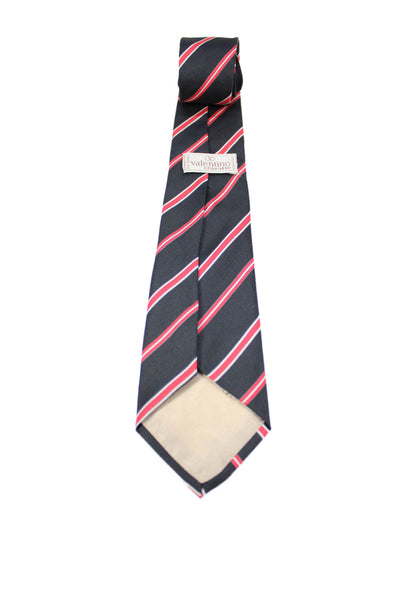 Valentino Cravatte Mens Striped Classic Neck Tie Black Size OS