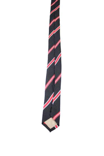 Valentino Cravatte Mens Striped Classic Neck Tie Black Size OS