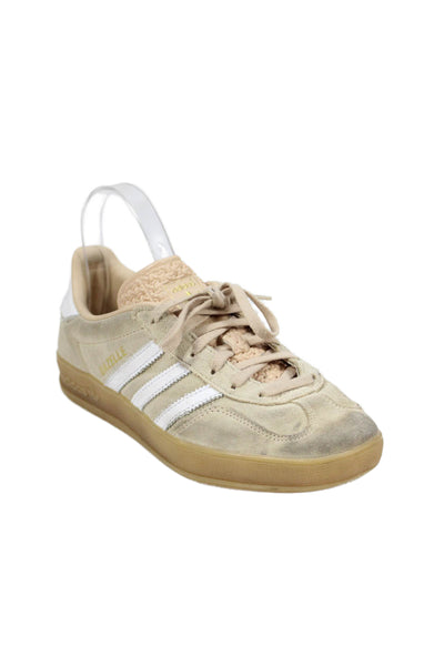 Adidas Women's Lace Up Gazelle Low Top Trainer Sneakers Beige Size 6.5